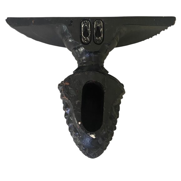 Black Carved Resin Faux Wood Wall Shelf Pedestal Console Bracket Pinecone Design - Picture 2 of 7